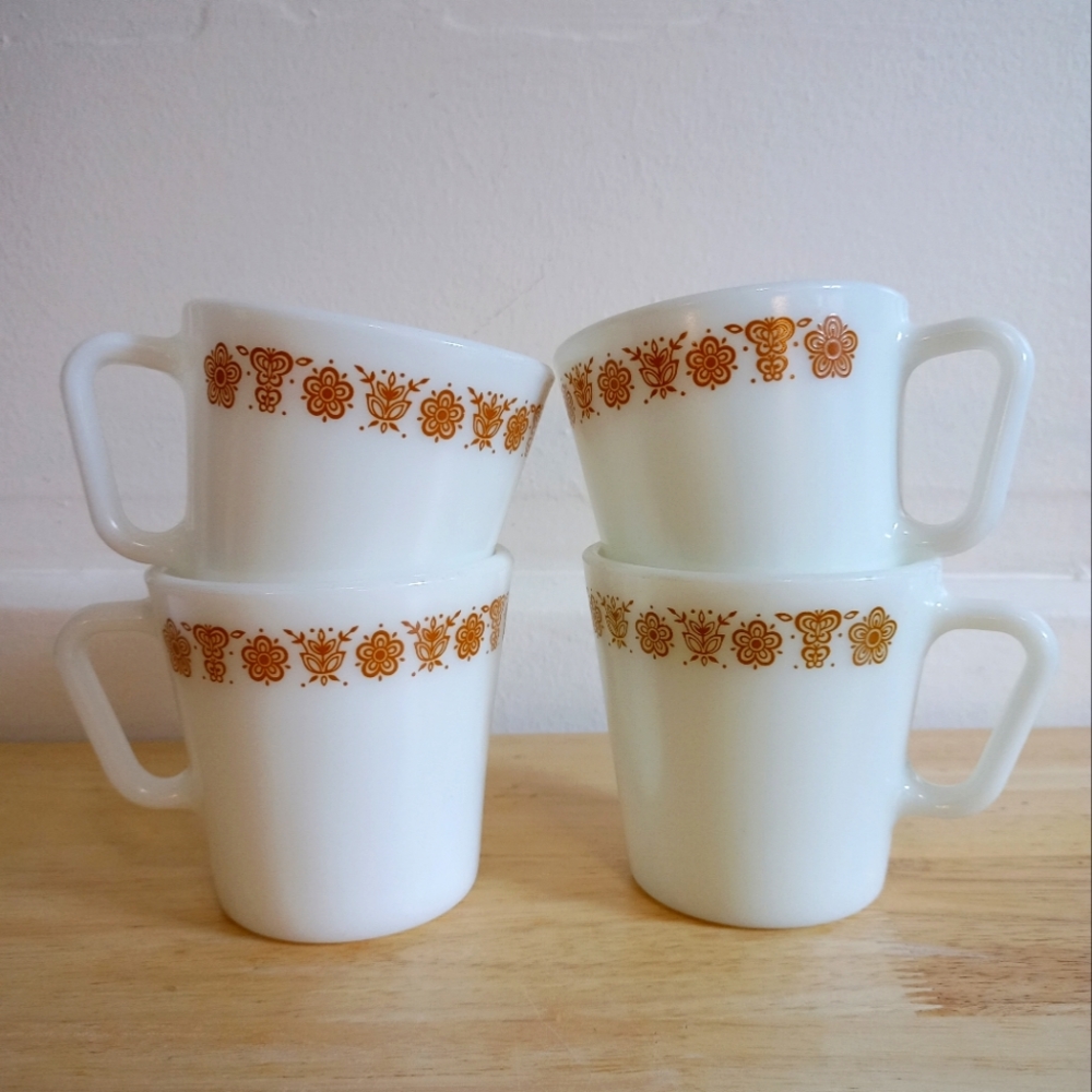 Vintage Pyrex Butterfly Gold Mugs